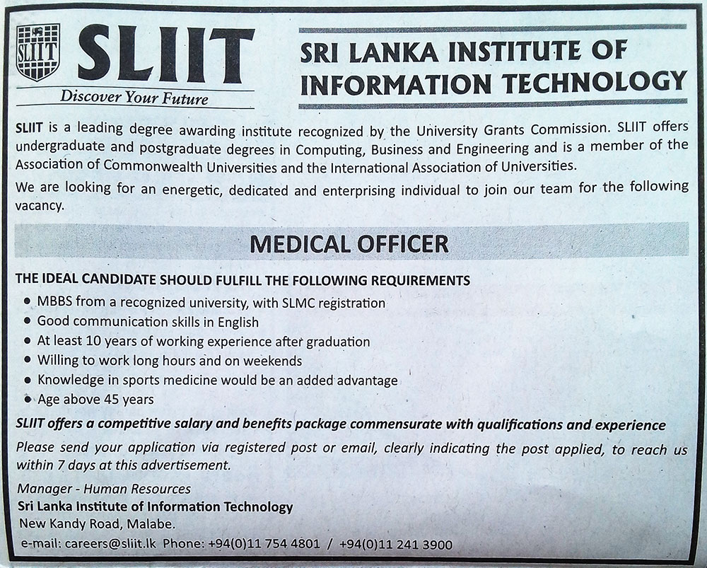 Medical Office - Sri Lanka Institute of Information Technology (SLIIT)